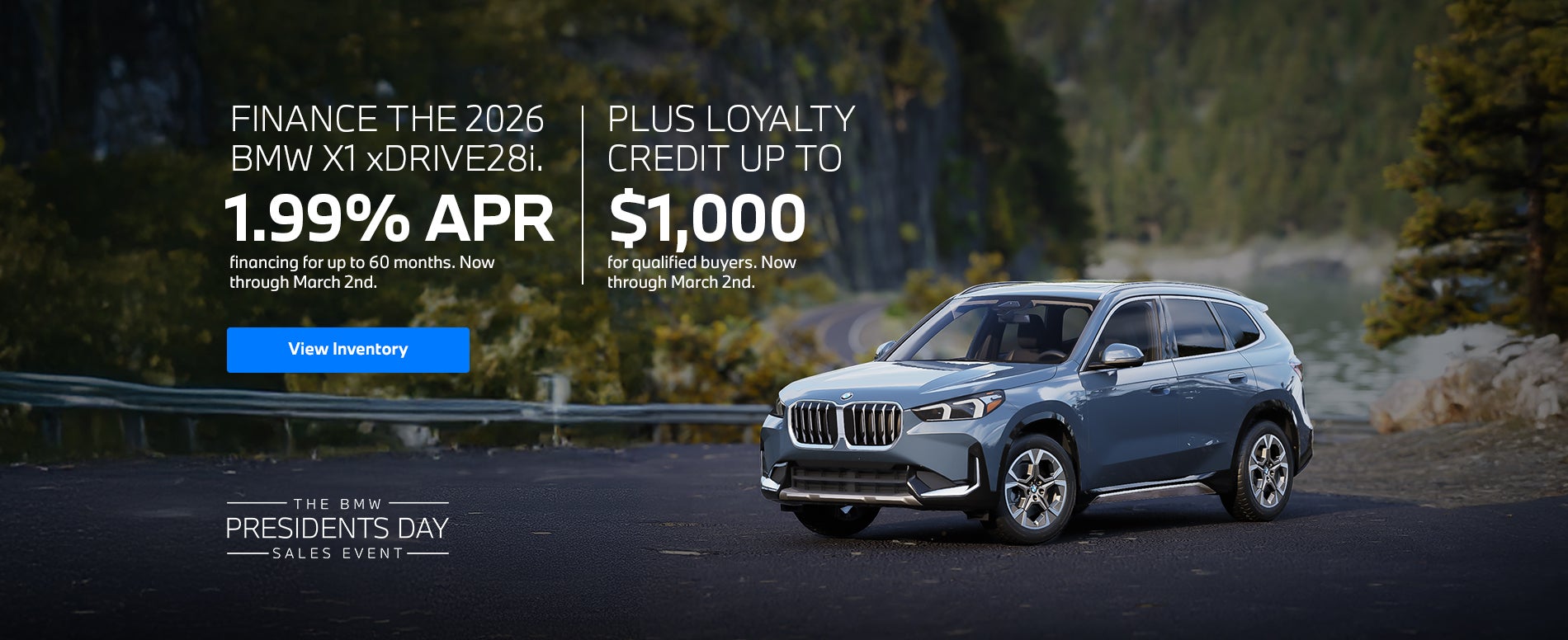 Finance The 2026 BMW X1 xDrive28i. 1.99% APR
