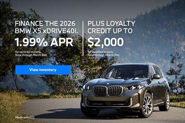 Finance The 2026 BMW X5 xDrive40i. 1.99% APR