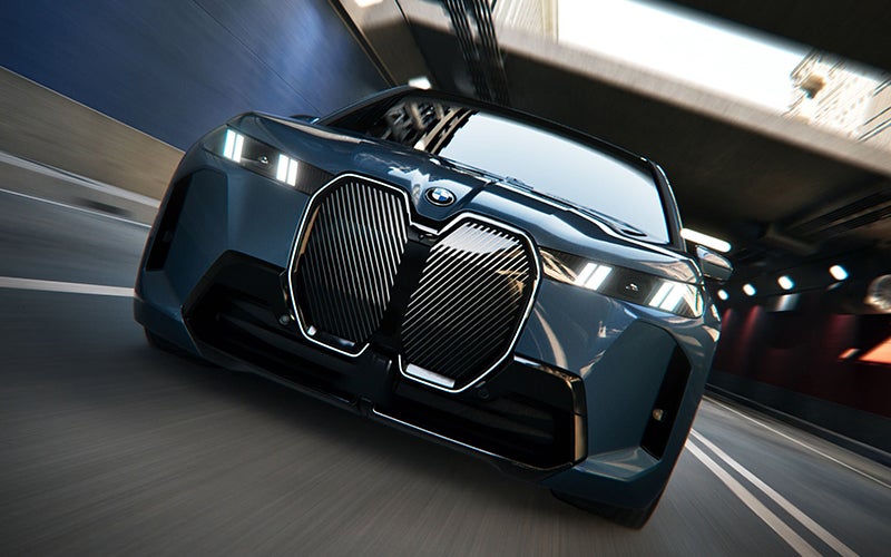 Close up of the BMW iX grille driving. | Newbold BMW in O Fallon IL
